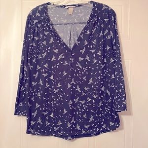 Blue Top with Birds